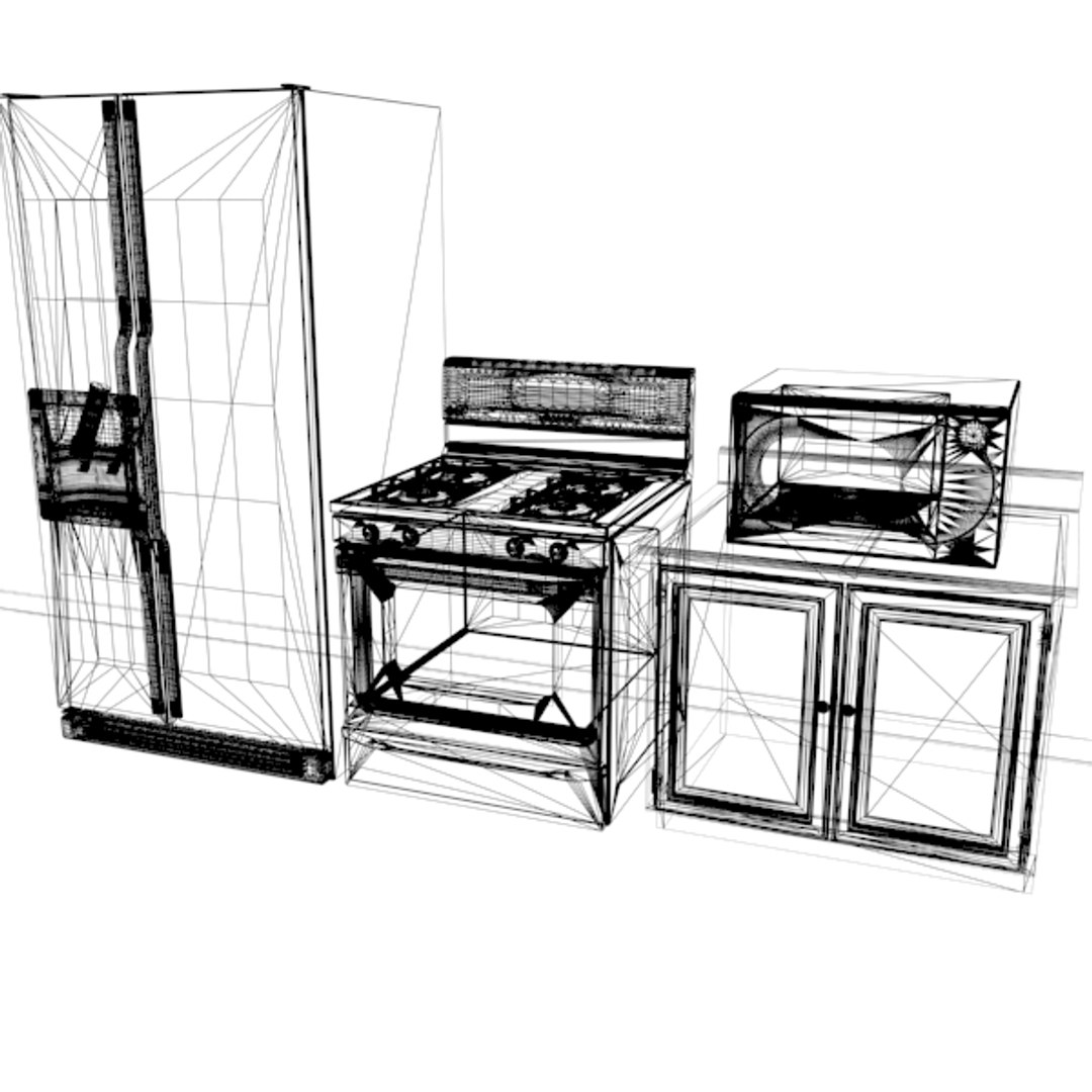 3d Refrigerator Stove Microwave Model