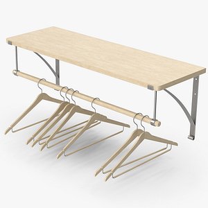 3D model Wall Hanger With Shelf And Hangers