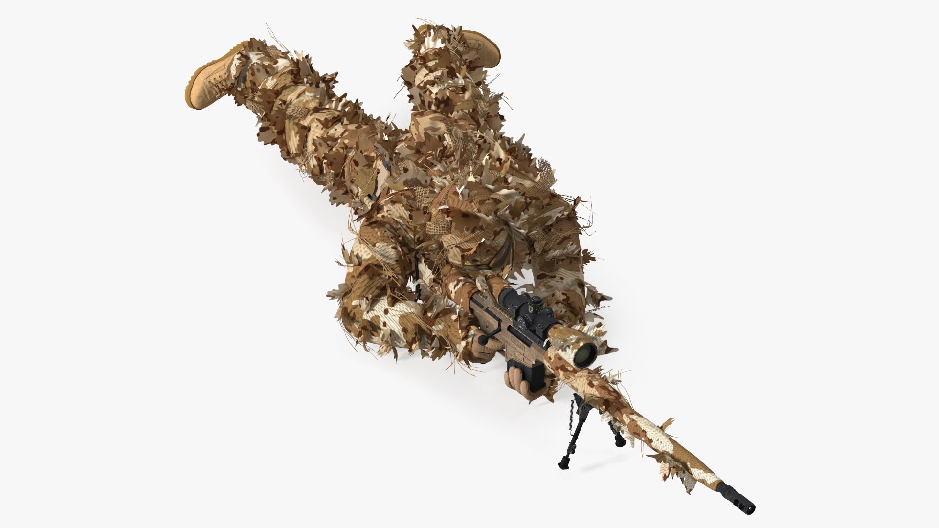 Sniper Shooting Position Desert Camo 3D model preview
