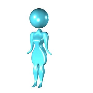 simple icon cartoon girl 3d model