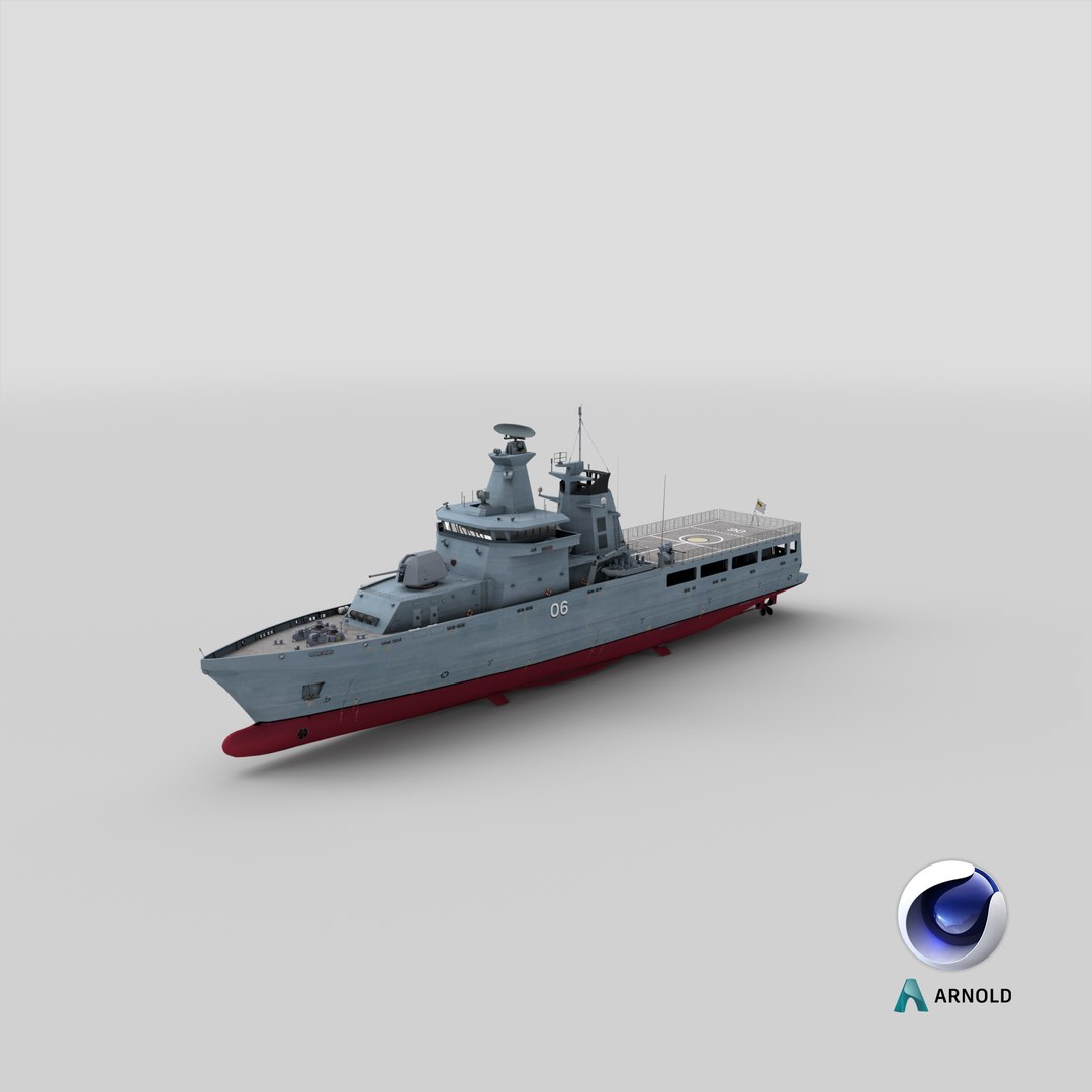 3D Lurssen OPV 80 Patrol Vessel https://p.turbosquid.com/ts-thumb/El/Lt4KpY/0I/stemcell_cinema_4d_arnold_render/png/1636562887/1920x1080/fit_q87/f7615d1f7ae68250fcde248b699f4e262d117193/stemcell_cinema_4d_arnold_render.jpg