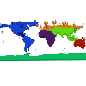 Continents Map Offset 3D