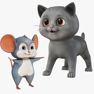Cartoon Cat and Mouse Collection 3D model