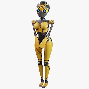 Cute Robot Girl - Female Sci-fi Robot - Game and Film Ready 3D model