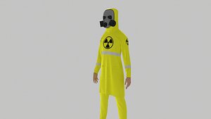 3D Radioactive Hazmat Suit Costume Man model