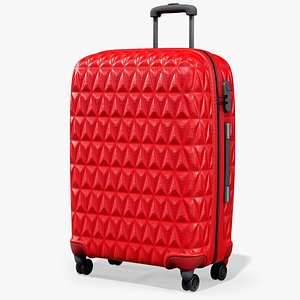 Travel Rolling Suitcase Red PBR 3D model