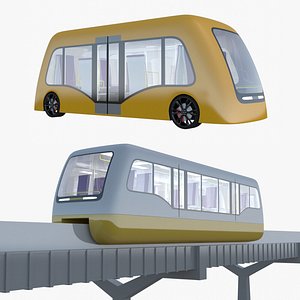 Shuttle bus and monorail train 2 3D model