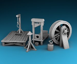 3D Stylized decor of Middle Ages Instruments of torture model