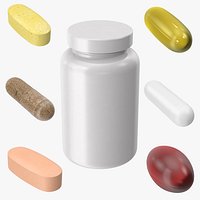 Vitamin Bottle and Vitamins