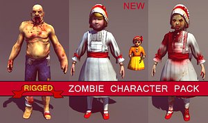 3d model pack zombie girl characters