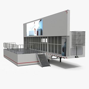 3D Single Deck Exhibition Semi Trailer Standalone White