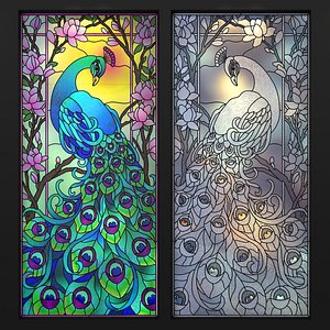 stained glass peacock 3d max