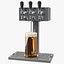 Torre della birra a triplo rubinetto con boccale di birra
