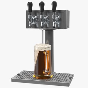 Triple Faucet Beer Tower with Beer Mug