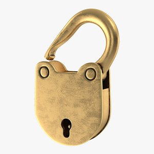 3D vintage brass padlock