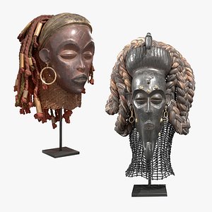 3D African  Chokwe Masks Collection model