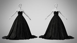 Dress 47 Black Velvet With Design