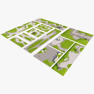 3D Zen Garden Landscape Design with Pavilion and Pond model