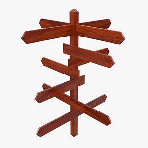 3D Modular Customizable Wooden Road Sign model
