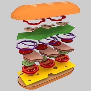 low poly sandwich (game ready)