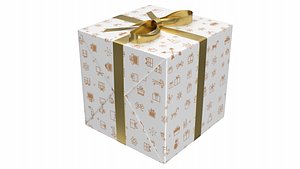 3D Christmas Present PBR White 07