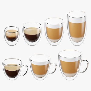 Caffe Latte Coffee Glass Cup Mug with Handle Collection