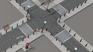 Modular Road Asset Pack Low-poly 3D model 3D model