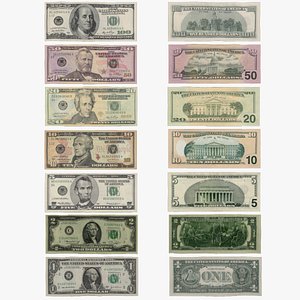3d dollars mapped banknote