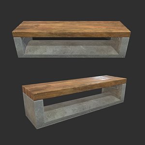 3D Bench 01 Low Poly PBR Realistic