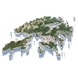 Hong Kong Terrain Map 3D model