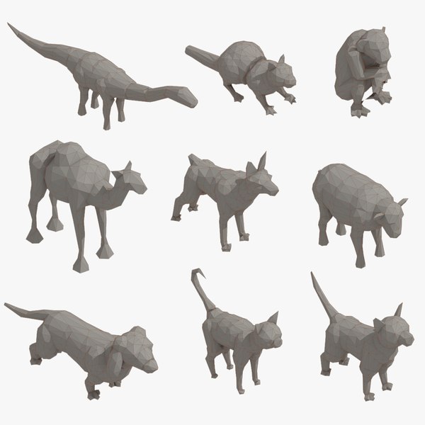 3D Low Poly 3d Art Animals Isometric Icon Pack 10