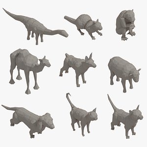 Low Poly 3d Art Animals Isometric Icon Pack 10