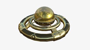 3D Alien Spaceship UFO E07 Gold - Sci Fi Spacecraft Design