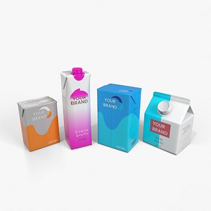 3D model Beverage Carton Compact Set - Customizable Pack