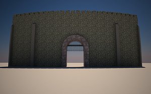 3d curved medievil castle gates model