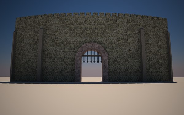 3d curved medievil castle gates model
