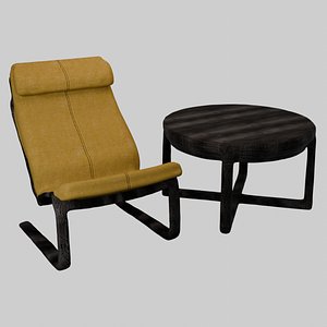 Lounge chair  and coffee table-game models 2 3D model
