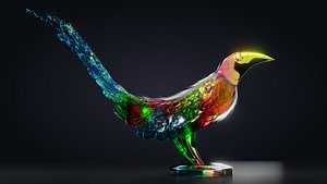 Colored Glass Bird 3D