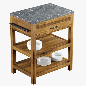 Crate and Barrel Bluestone Reclaimed Kitchen Island 3D Model