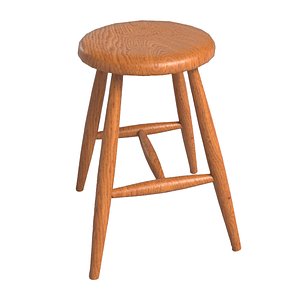 Wood stool 3D model