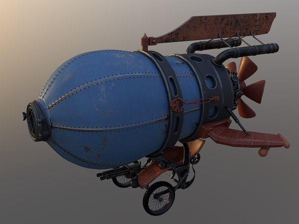 3d model battle red airship