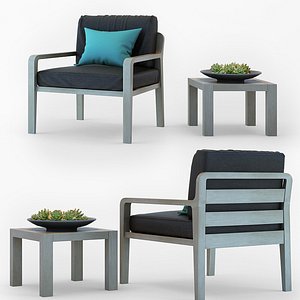 3D model armchair coffee table