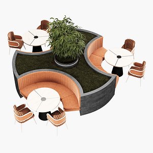 3D Modern Restaurant Diner Folding Table and Chairs Set
