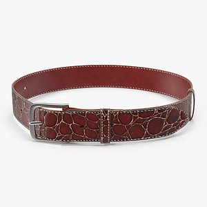 crocodile leather belt red 3D model