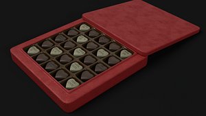 Heart Shape Chocolates with Text Low-Poly PBR 3D Model 3D model