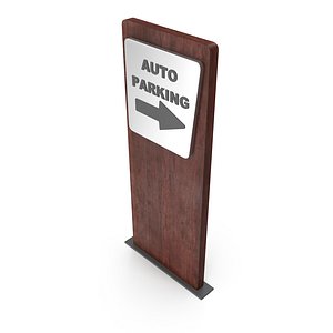 Wooden Totem Parking Directional Sign with Metal Details 3D model