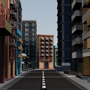 3D model Low Poly Buildings City Pack