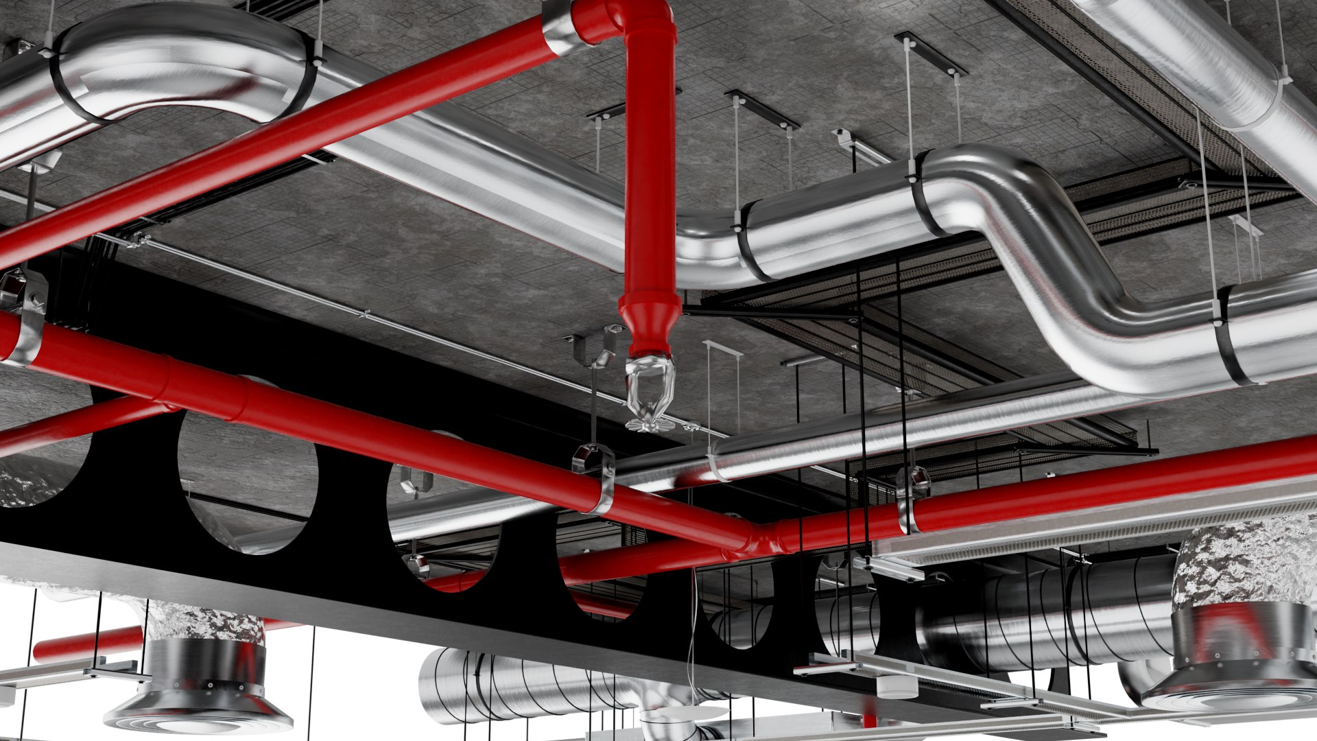 Industrial HVAC Ceiling System 3D Model - TurboSquid 2554087