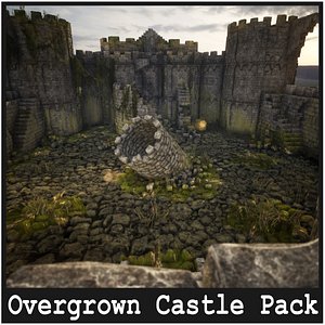 Overgrown Medieval Castle  Walls  Towers  40 Assets