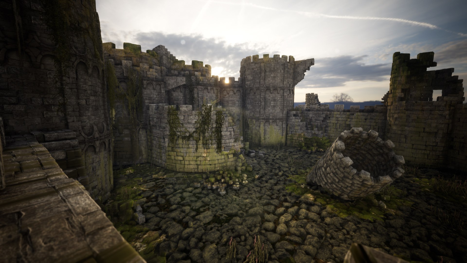 3D Overgrown Medieval Castle Walls Towers 40 Assets Model - TurboSquid ...